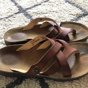 Brown leather strappy sandals